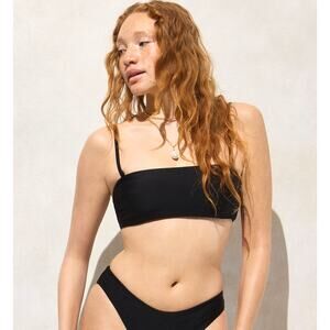 J.Crew Classic Sculpt Bandeau Bikini Top WMNS S Black Removable Straps and Pads